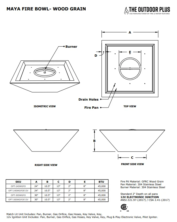 The Outdoor Plus Maya Wood Grain Concrete Fire Bowl + Free Cover - Image 3