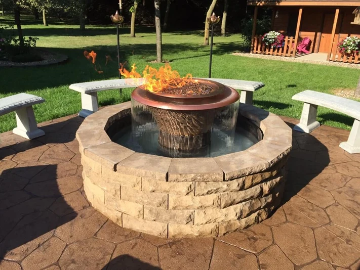 The Outdoor Plus Olympian Round 360° Copper Fire & Water Bowl + Free Cover - Image 2