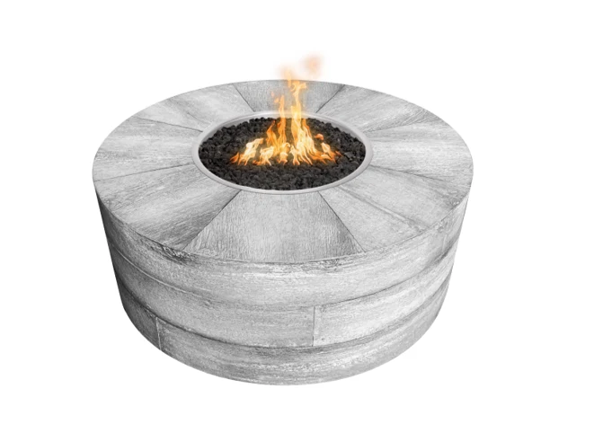 The Outdoor Plus Sequoia Wood Grain Concrete Fire Pit + Free Cover - Image 2