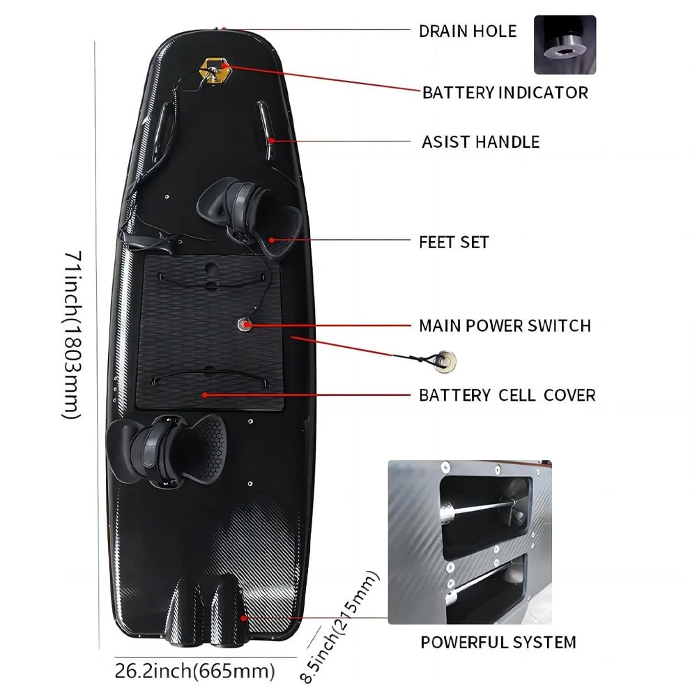 TTR High-Speed Electric Motorized ABS Water Jet Surfboard, 10KW - Image 3