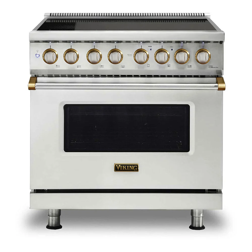 Viking 5 Series 36 inch Induction Self-Clean Range with 6 Elements (Stainless Steel with Brass) - VIR53626BSSBB
