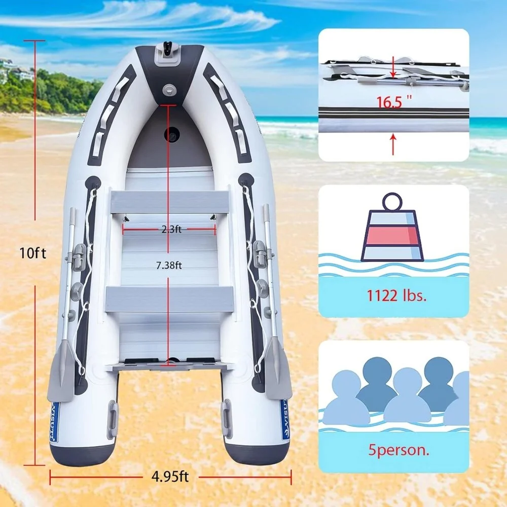 Virtue US 5-Person Inflatable Dinghy Transom Sport Tender Boat, 10FT - Image 5